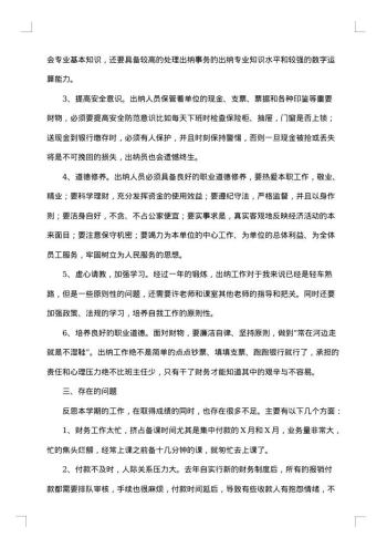 学校出纳个人工作总结