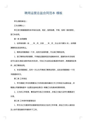 聘用运营总监合同范本