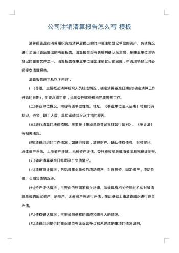 公司注销清算报告怎么写