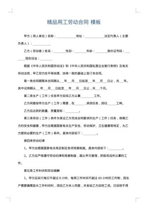 精品用工劳动合同