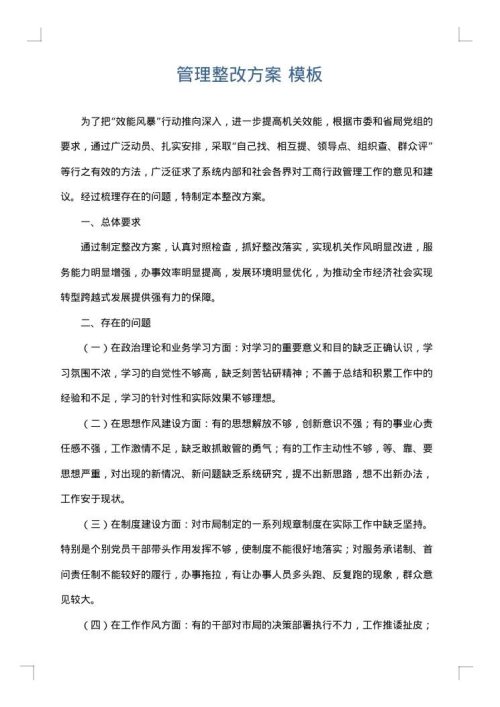 管理整改方案