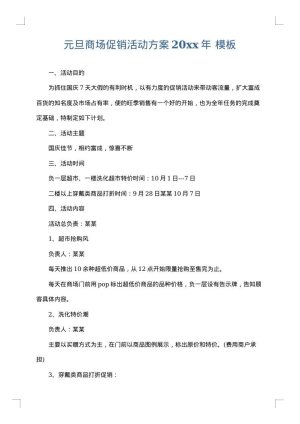 元旦商场促销活动方案2025年