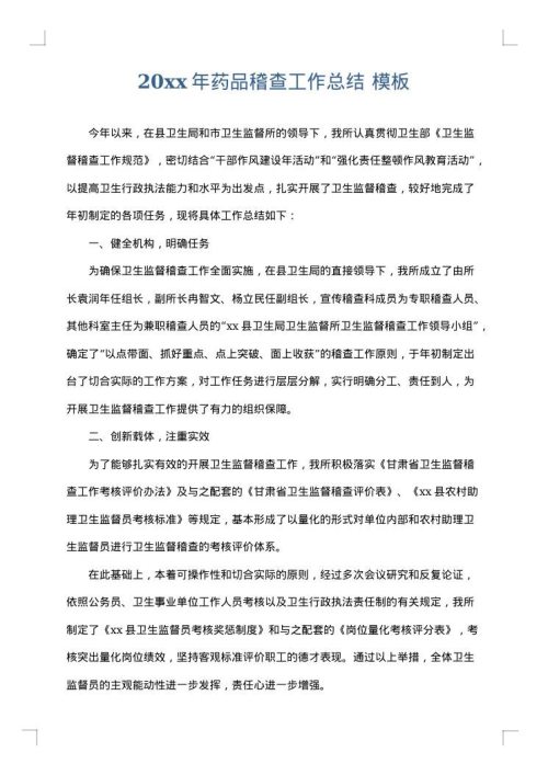 2025年药品稽查工作总结