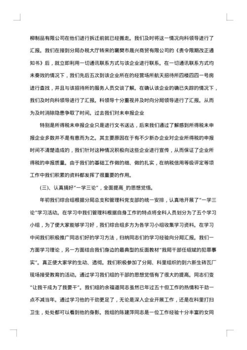 税务工作年终总结个人