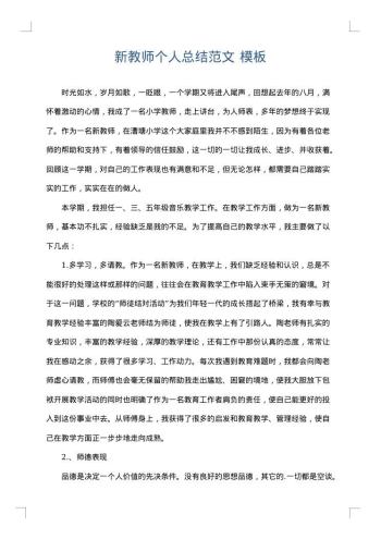 新教师个人总结范文