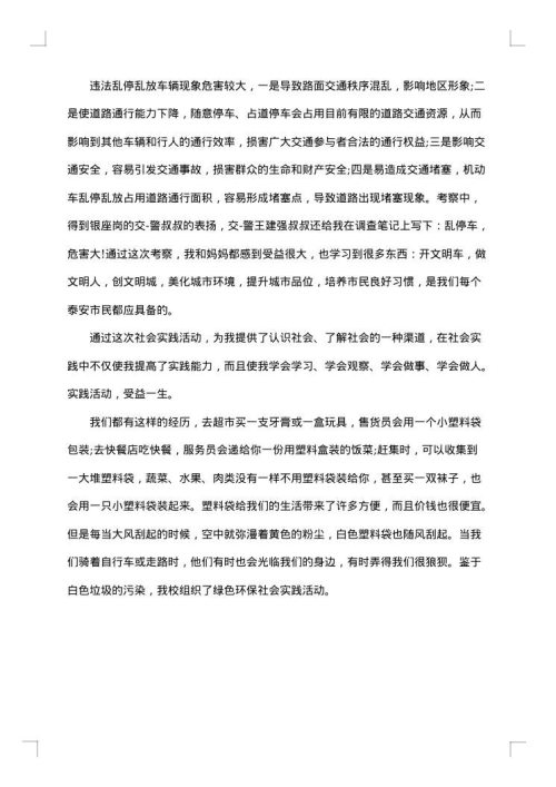 小学生社会实践报告