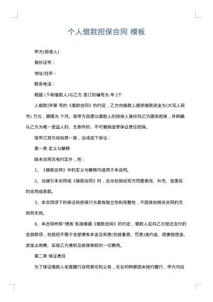 个人借款担保合同