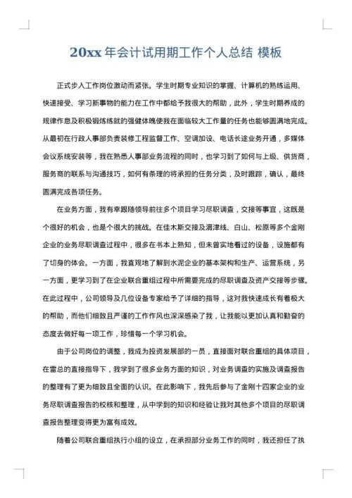 2025年会计试用期工作个人总结