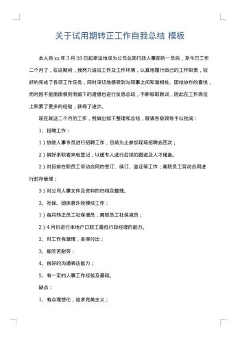 关于试用期转正工作自我总结