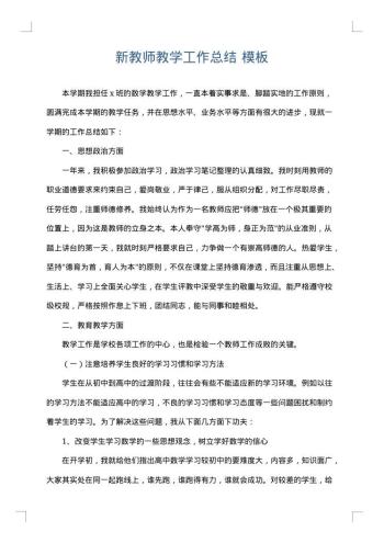 新教师教学工作总结
