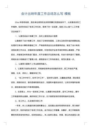会计出纳年度工作总结怎么写