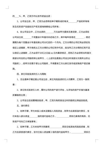 风险投资合同