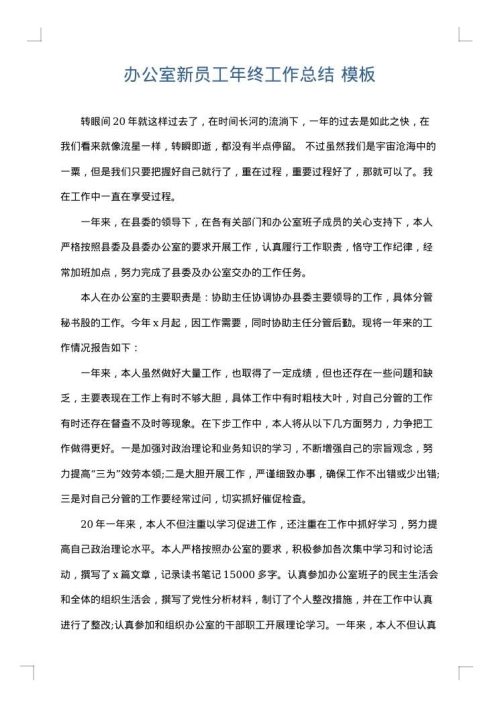 办公室新员工年终工作总结