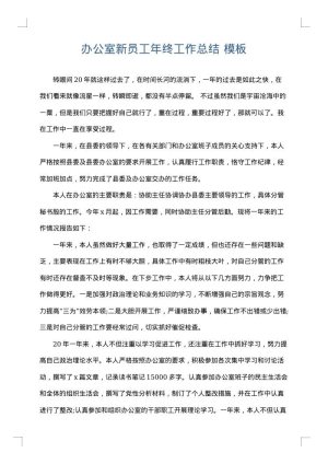 办公室新员工年终工作总结