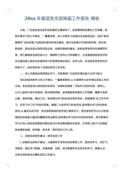 2025年基层党支部换届工作报告