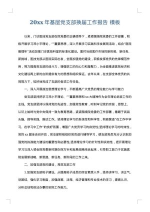 2025年基层党支部换届工作报告