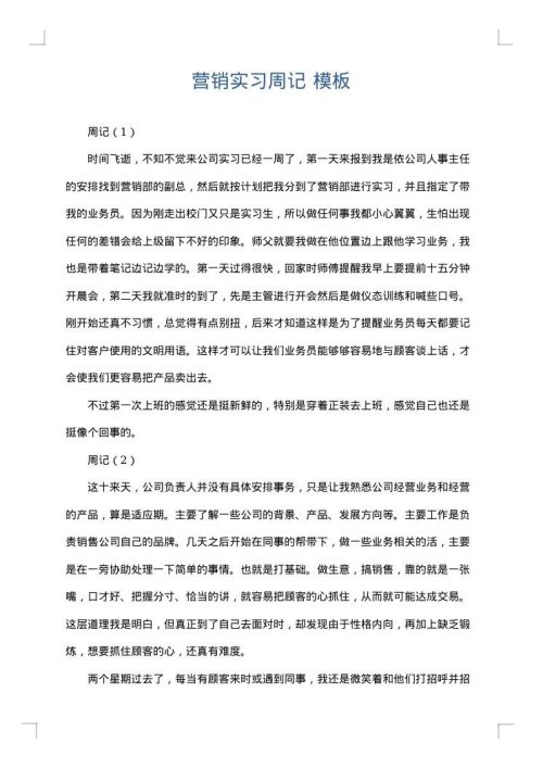 营销实习周记