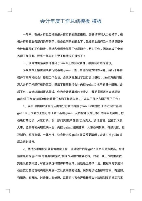 会计年度工作总结模板