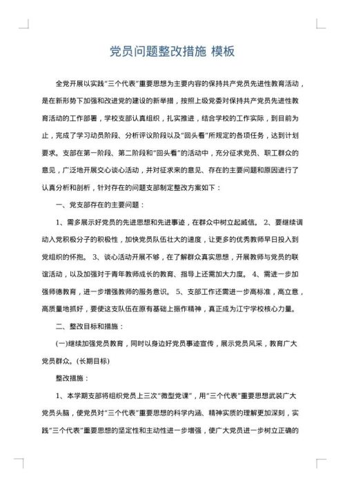 党员问题整改措施