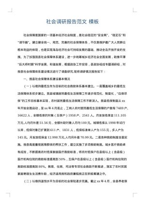 社会调研报告范文
