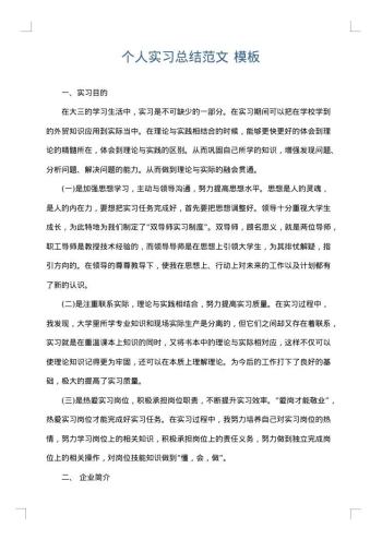 个人实习总结范文