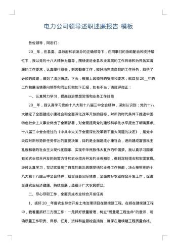 电力公司领导述职述廉报告