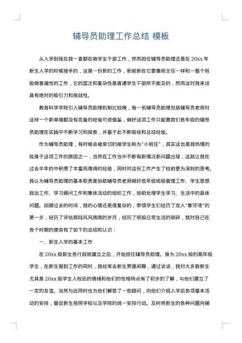 辅导员助理工作总结