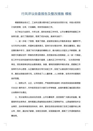 行风评议自查报告及整改措施