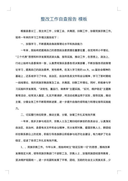 整改工作自查报告
