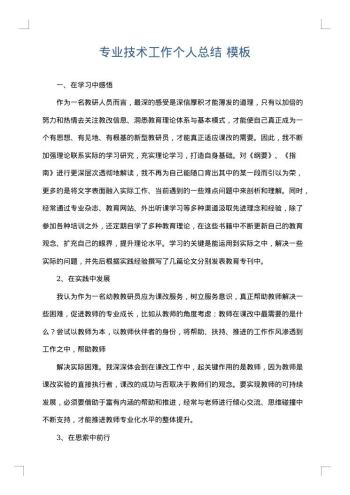 专业技术工作个人总结