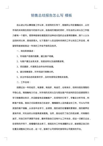 销售总结报告怎么写