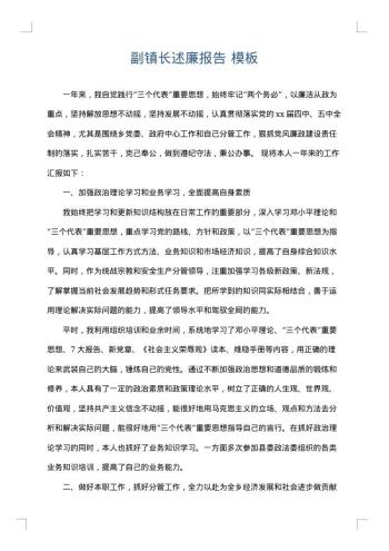 副镇长述廉报告