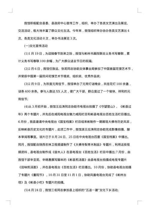 2025年文化馆个人工作总结