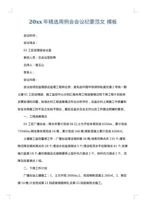 2025年精选周例会会议纪要范文