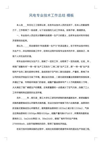 风电专业技术工作总结