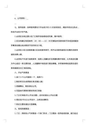 开业计划书