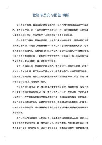 营销专员实习报告