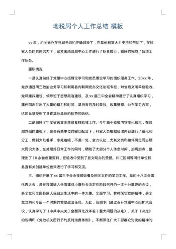 地税局个人工作总结