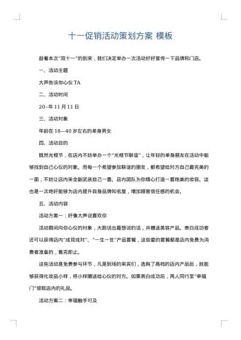 十一促销活动策划方案