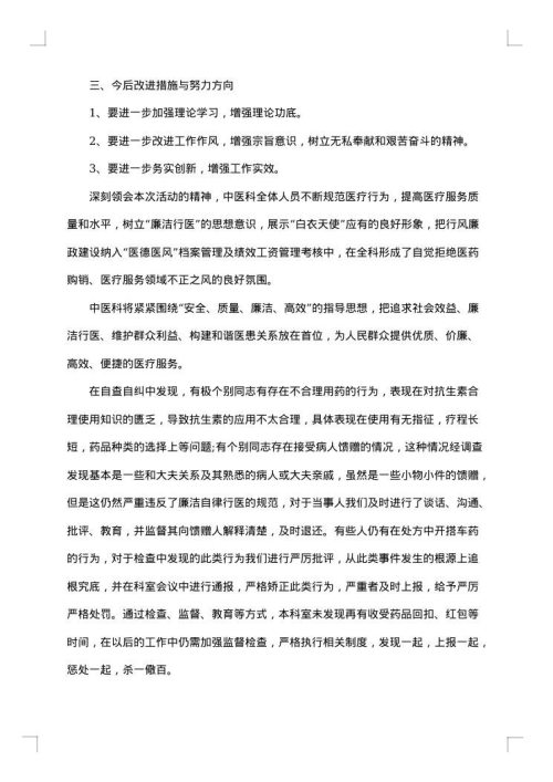 廉洁从业自查报告