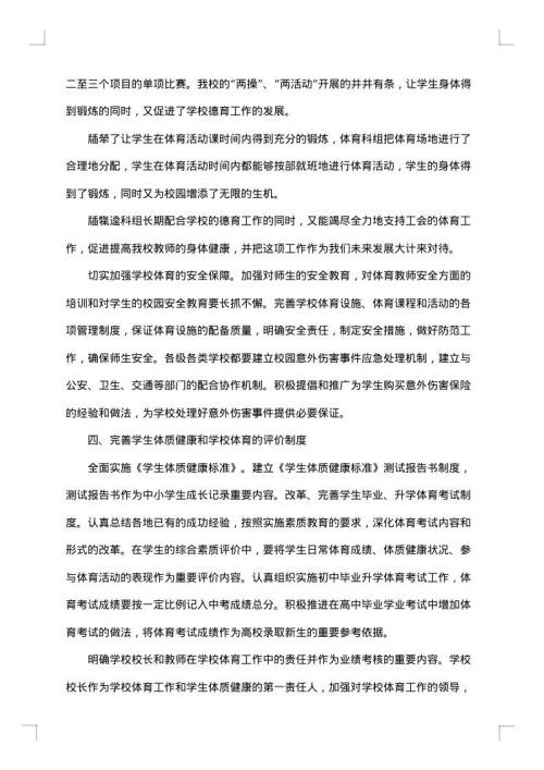 体育工作自查报告