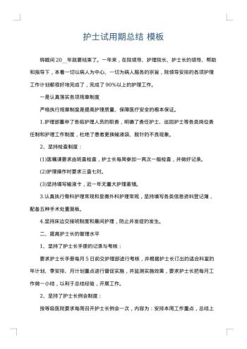 护士试用期总结