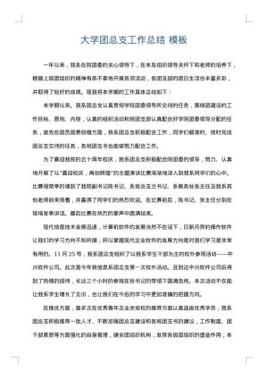 大学团总支工作总结
