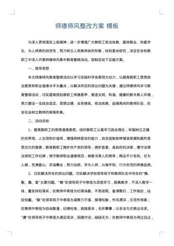 师德师风整改方案