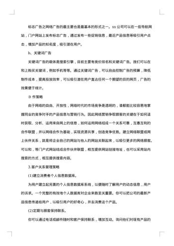 20xx年企业网络营销策划书