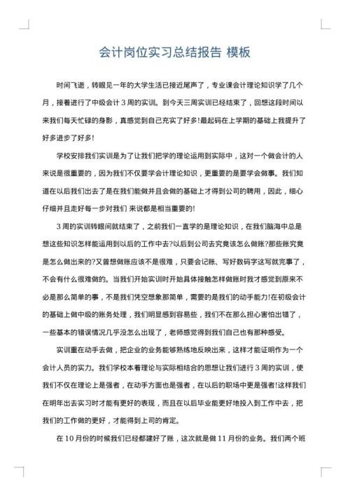 会计岗位实习总结报告