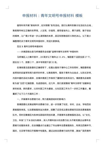 申报材料:青年文明号申报材料