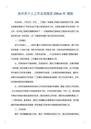 技术员个人工作总结报告2025年