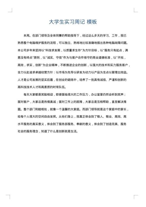 大学生实习周记