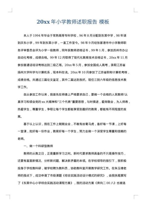 2025年小学教师述职报告